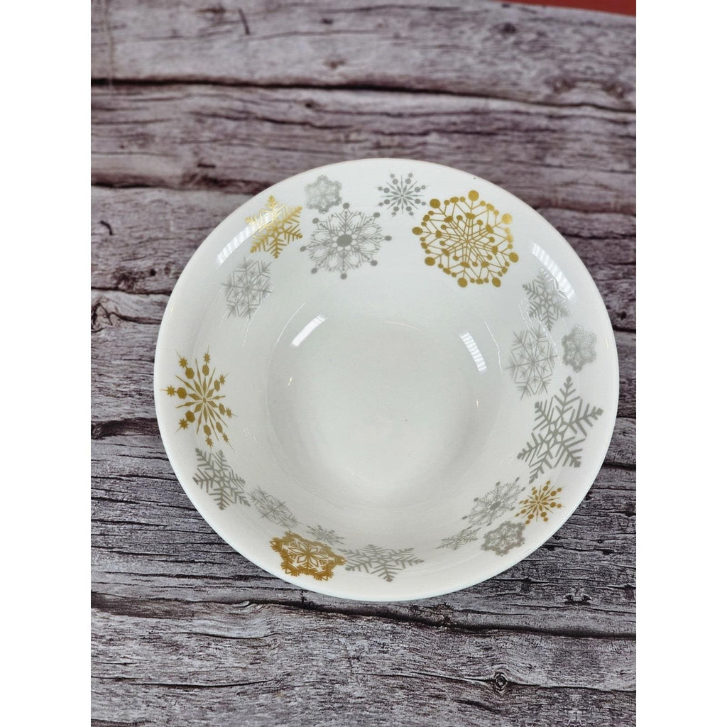 Vintage Holiday Christmas Cereal Bowl Snowflake Ceramic 6 Inch