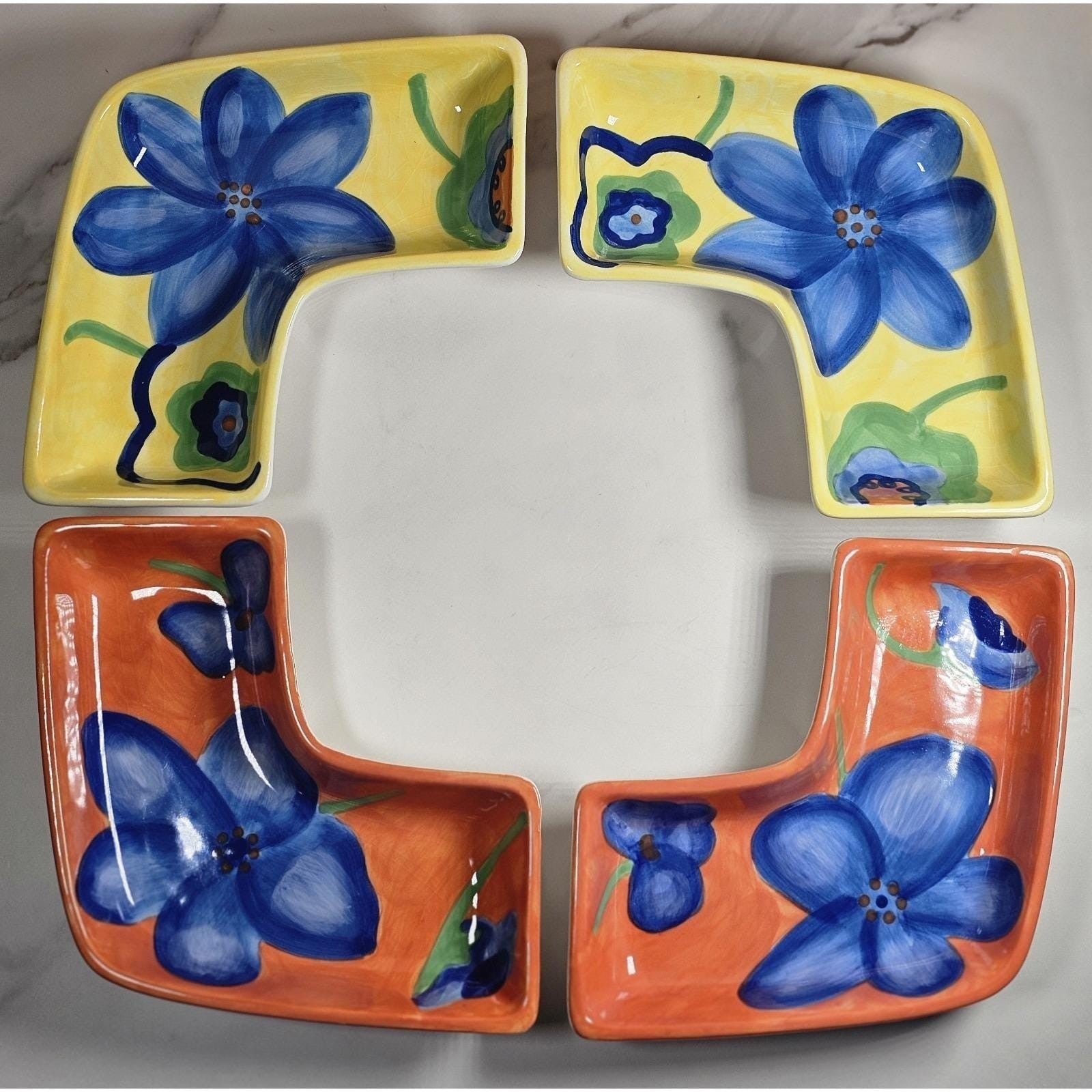 Vintage Avon Floral Ceramic Dishes Set of 4 Hand Painted Serveware
