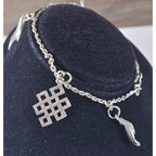 Vintage Silver Charm Bracelet Dolphin Clover Nautical Theme