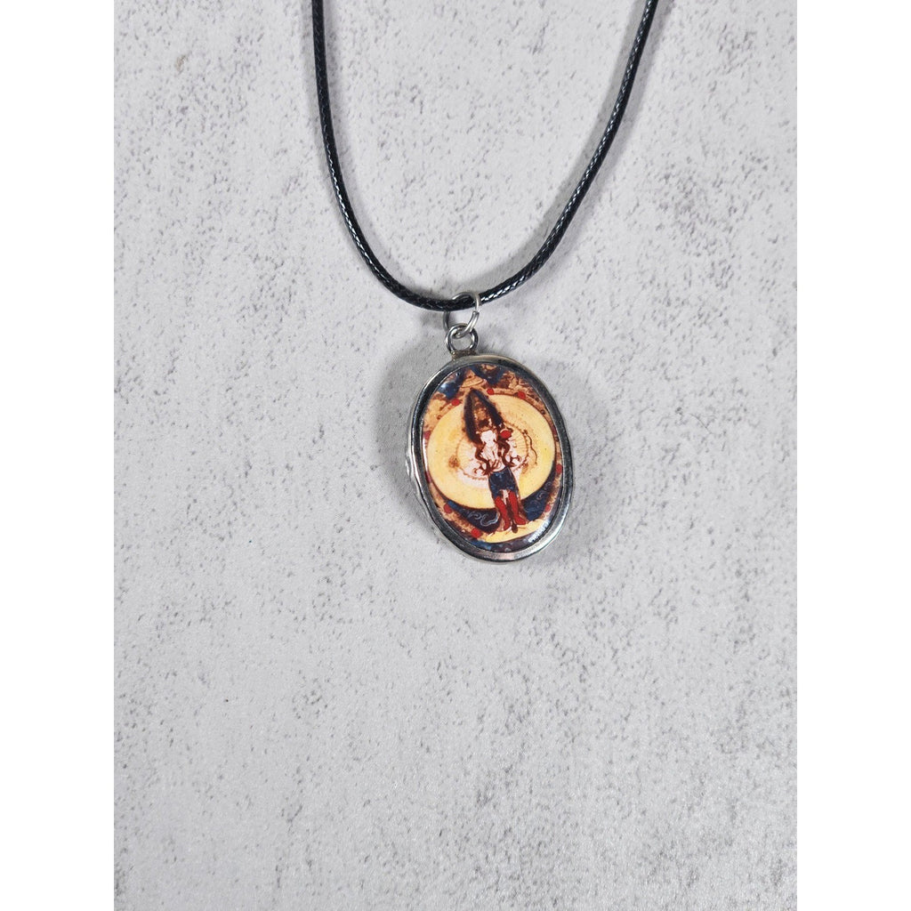 Vintage Religious Icon Pendant Necklace Oval Art Medallion