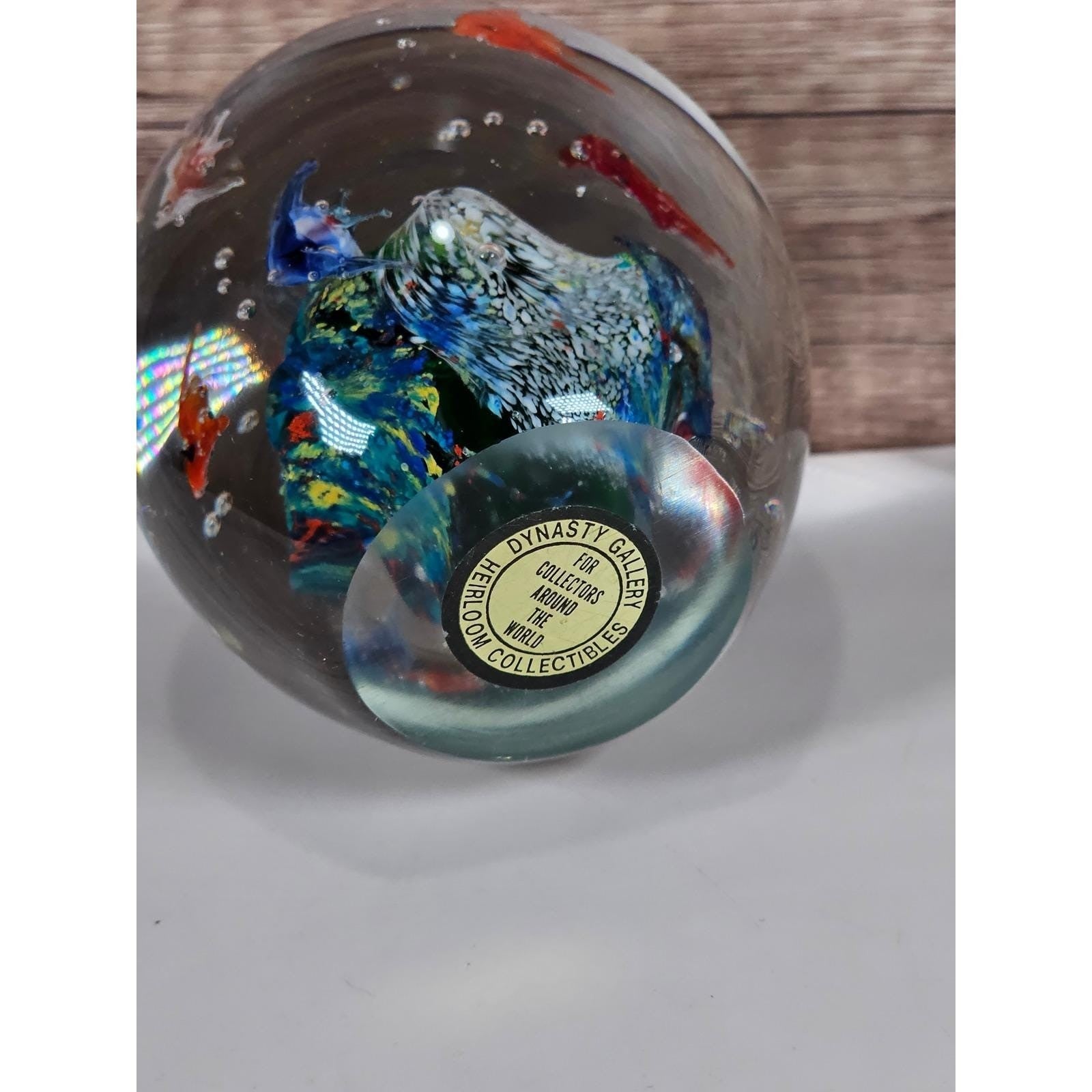 Dynasty Gallery Glass Paperweight Ocean Swirl Art Glass