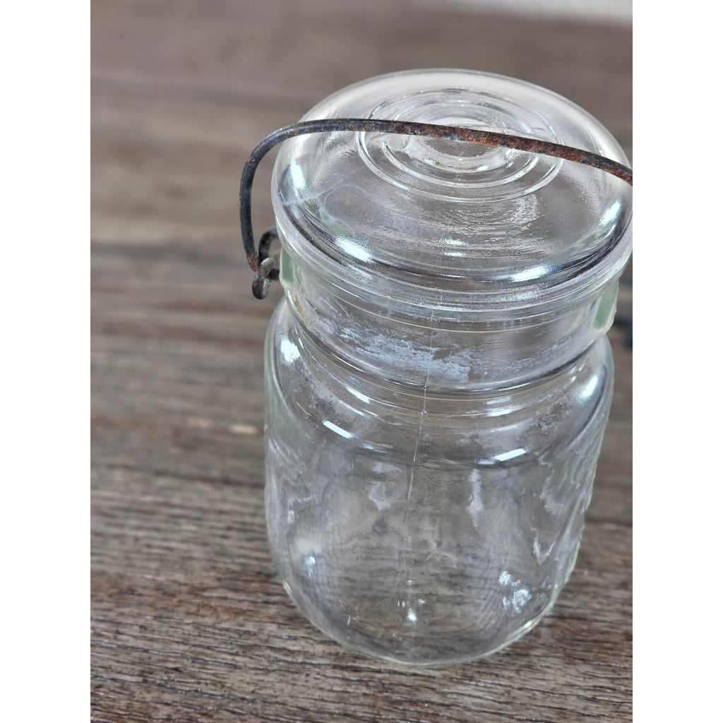 Vintage Ball Ideal Mason Jar 1 Pint Wire Bail Lid 5x3 Glass Jar