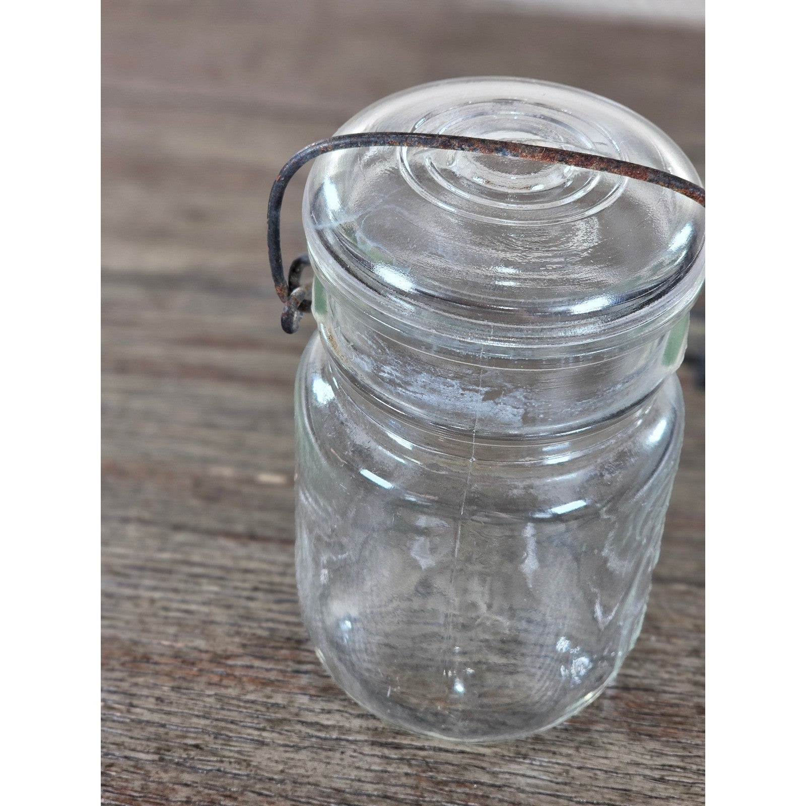 Vintage Ball Ideal Mason Jar 1 Pint Wire Bail Lid 5x3 Glass Jar