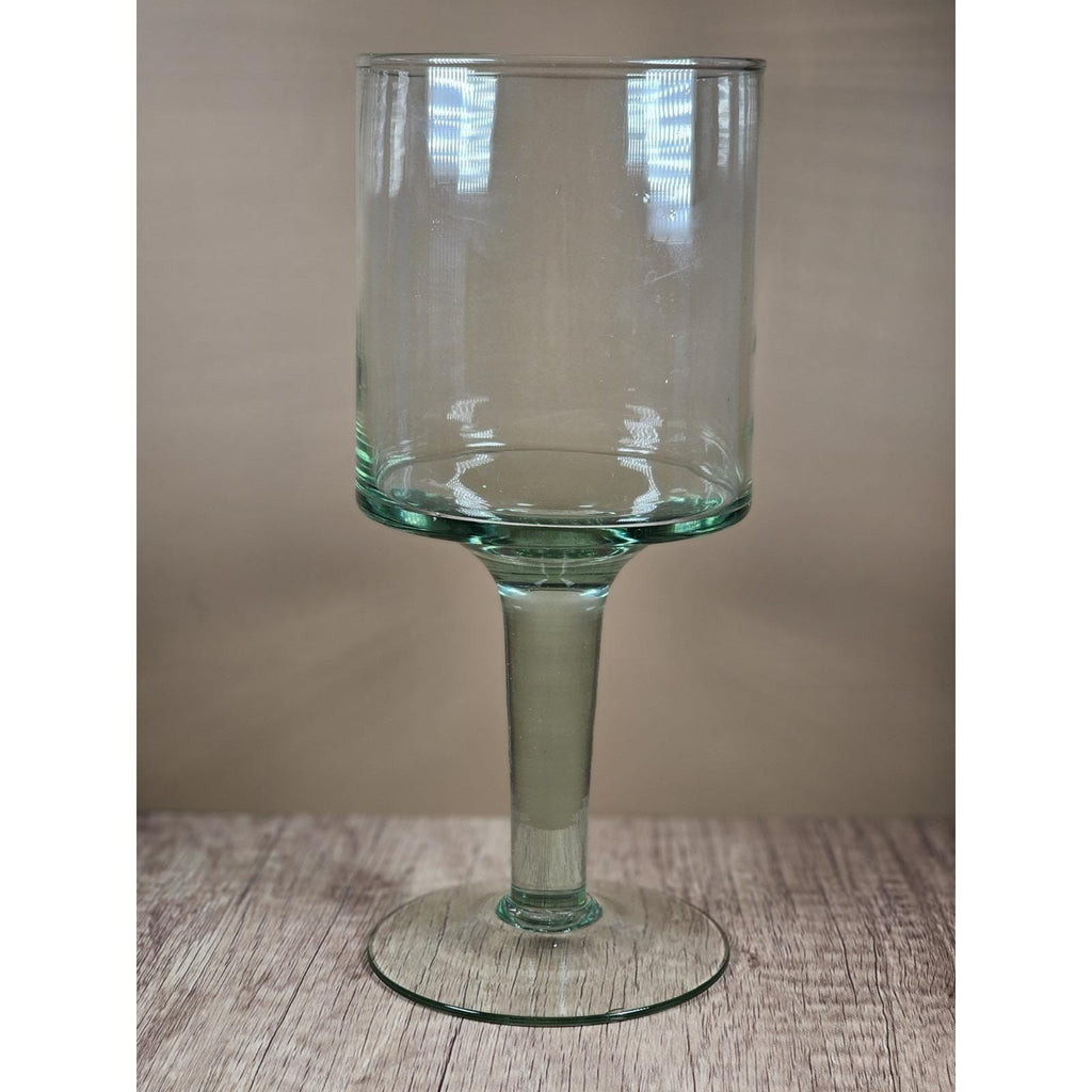 Vintage Glass Hurricane Candle Holder Pedestal Vase Clear Glass