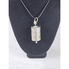 Vintage Asian Prayer Wheel Pendant Necklace Cylinder Scroll Charm
