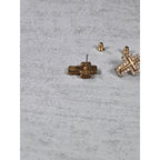 Vintage Gold Tone Cross Stud Earrings Rhinestone Christian Jewelry