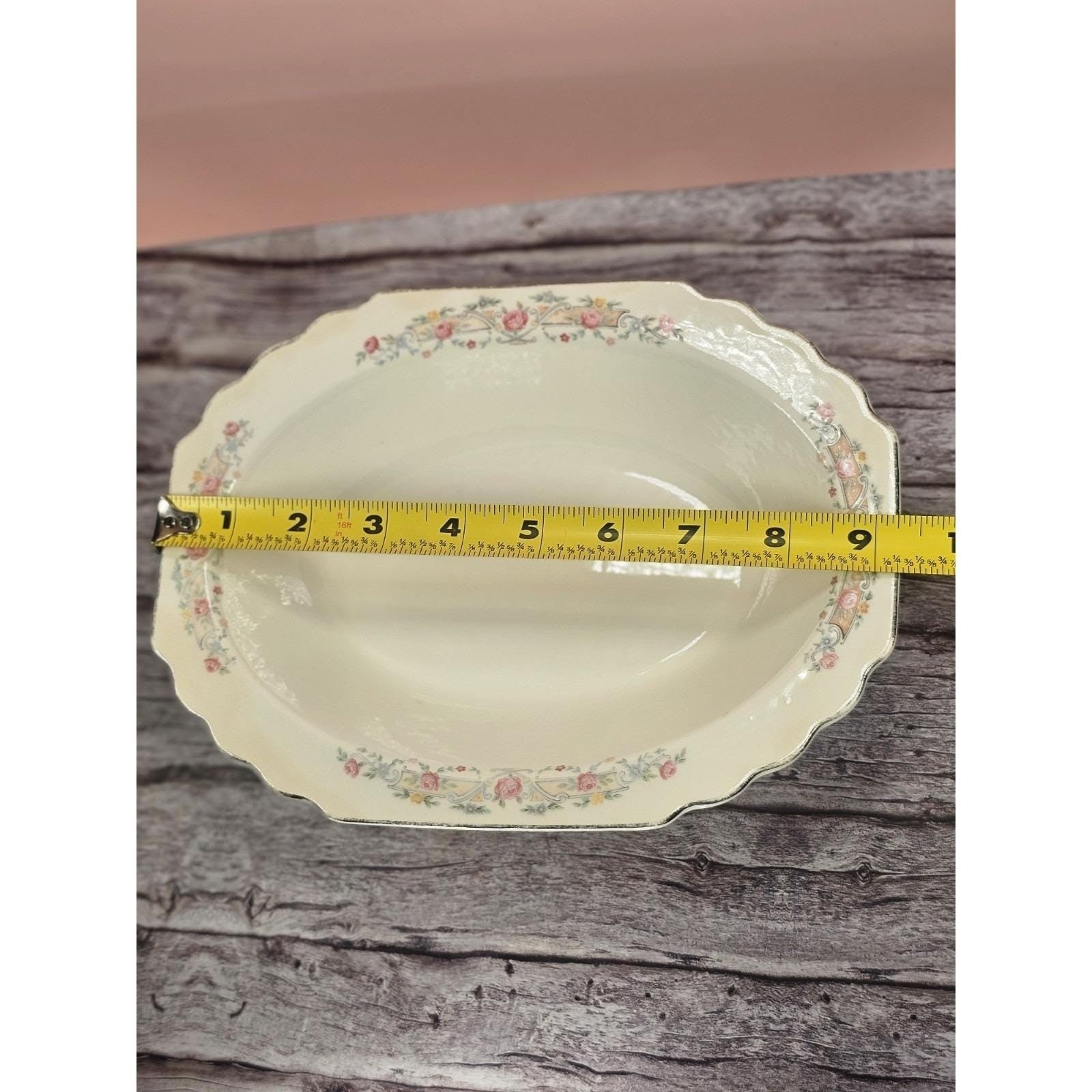 Vintage Lido Oval Serving Bowl W.S. George Floral Rim 9 1/4" x 7"