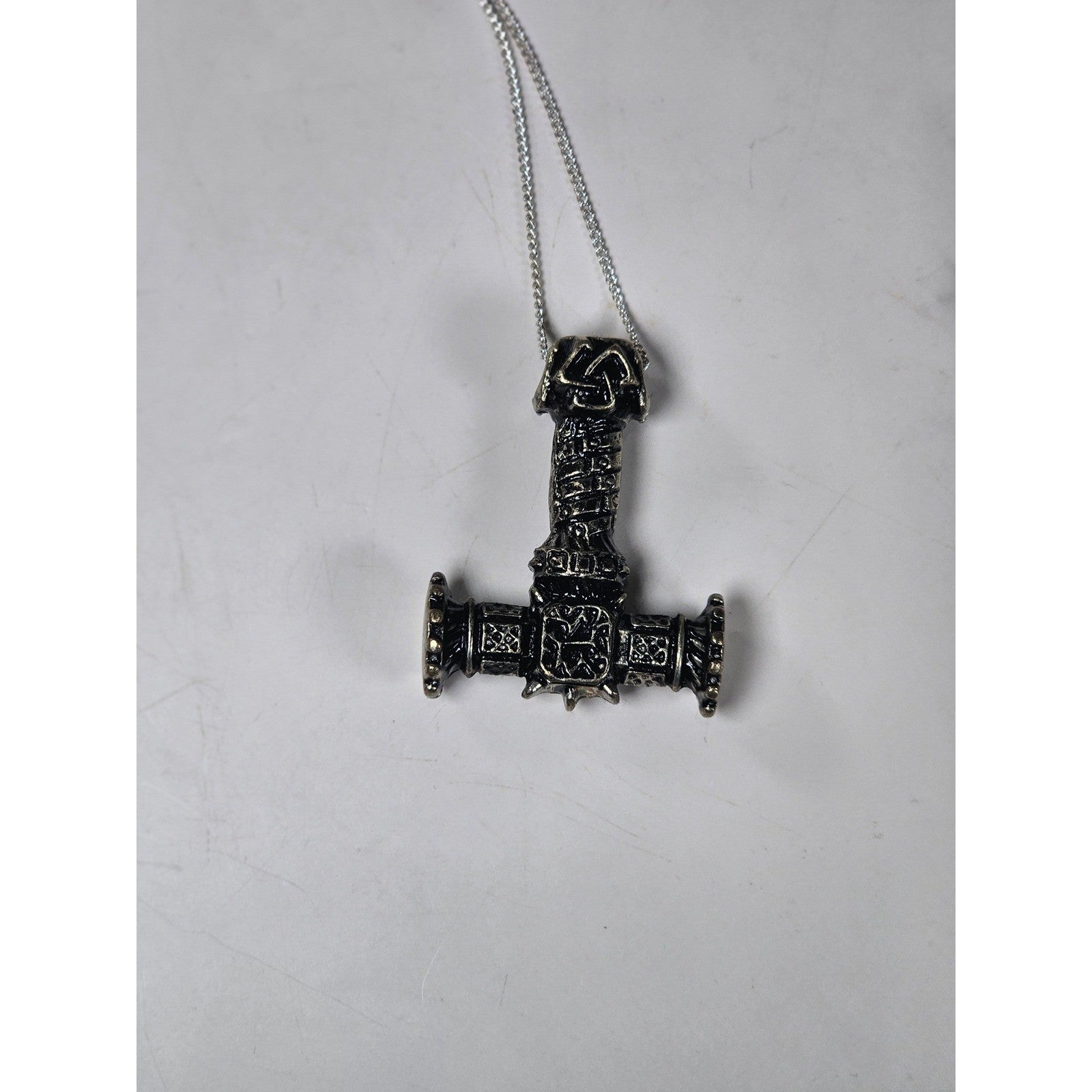 Vintage Thor Hammer Pendant Necklace 34g Norse Style