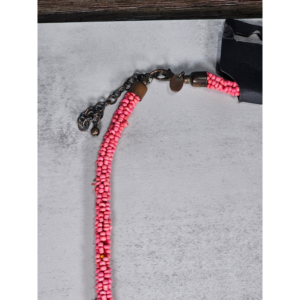 Vintage Multi-Strand Pink Seed Bead Statement Necklace