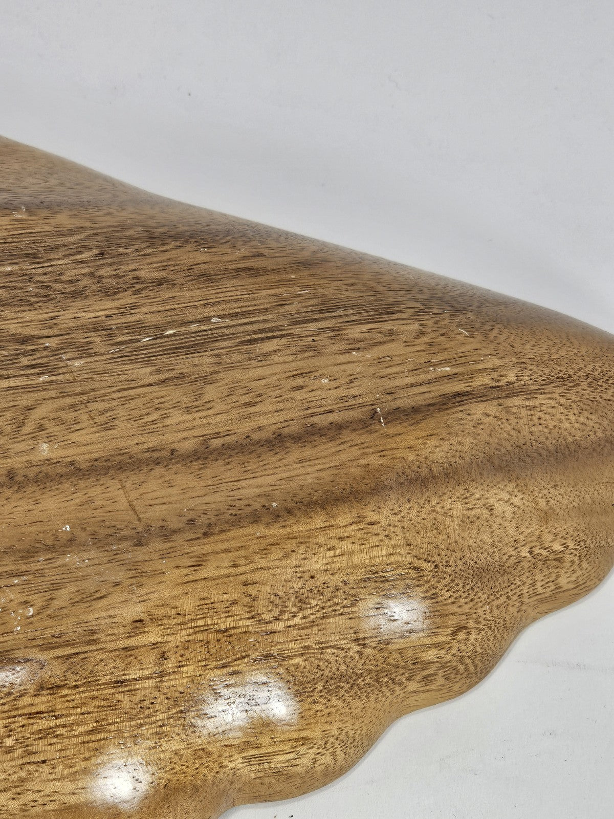 Monkey Pod Wood 13.5" Bowl seashell scalloped Serving Trinket Nut Dish Orobilt