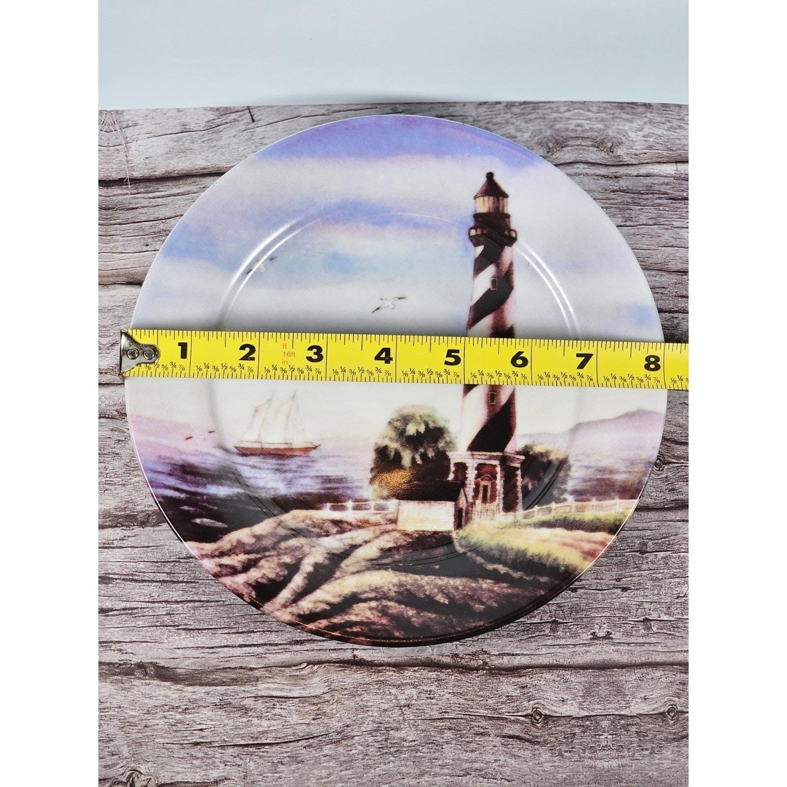 Vintage Lighthouse Seascape Decorative Plate 8 Inch Nautical Coastal Decor