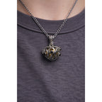 Vintage Hinged Locket Pendant with Inner Sphere & Dark Stone Accents