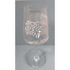 Flying Machine Brewing Wine Glass Etched Clear 9 Inch