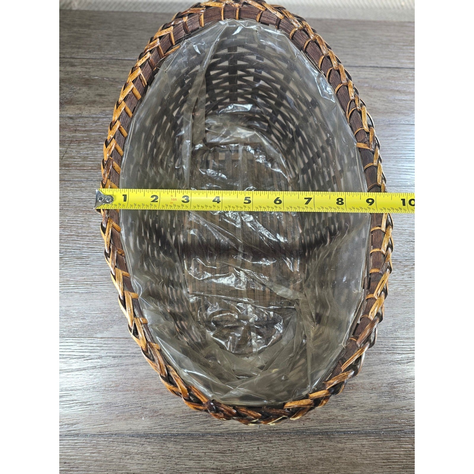 Vintage Woven Basket with Plastic Liner – Rustic Storage or Planter Basket