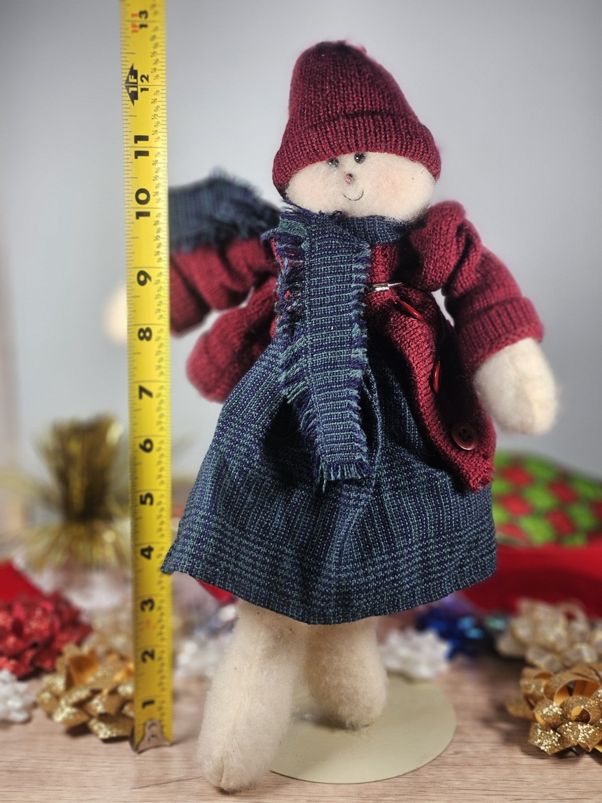 Vintage Crazy Mountain Imports Snowman Flat 11" in Red Coat & Blue Outfit