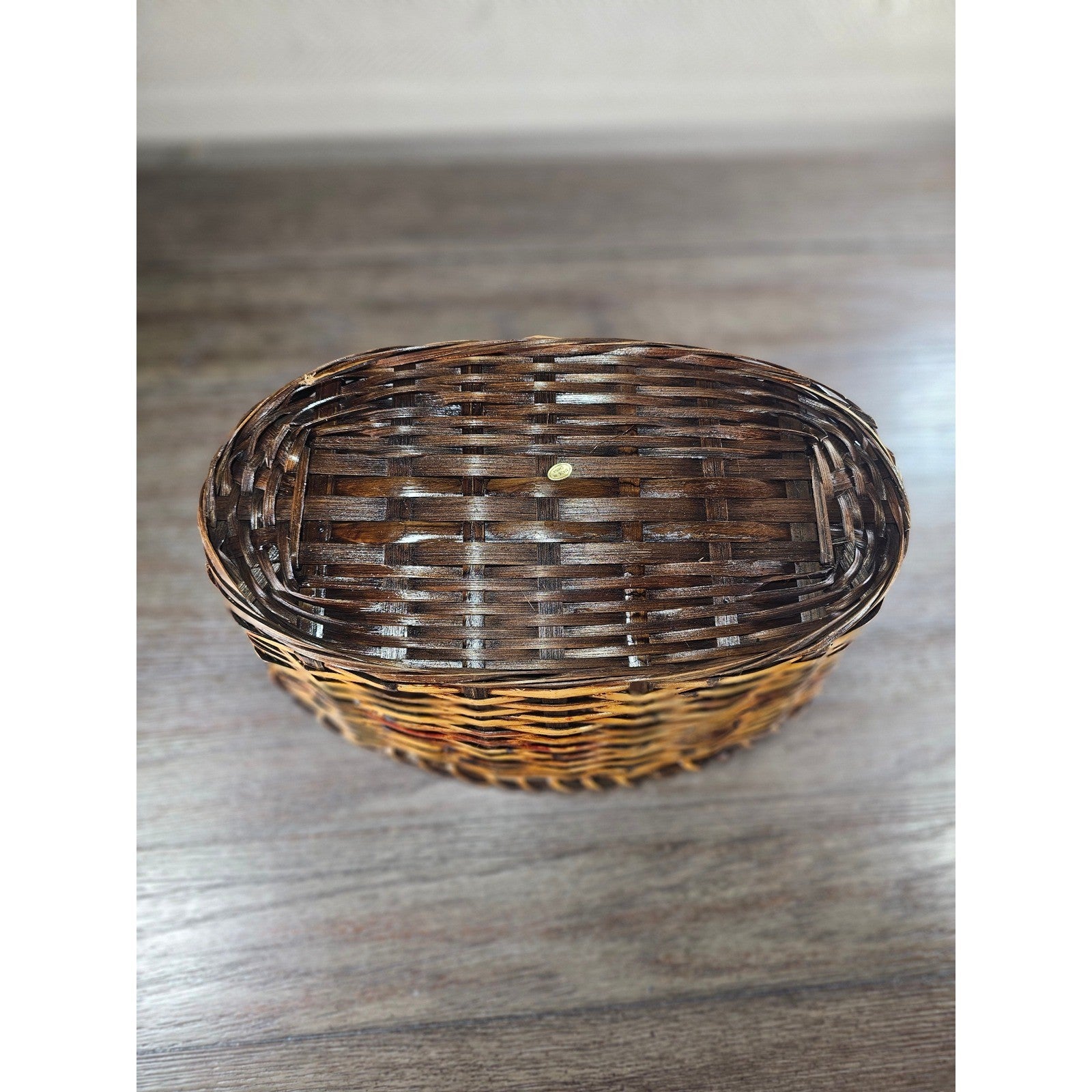 Vintage Woven Basket with Plastic Liner – Rustic Storage or Planter Basket