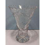 Vintage Cut Crystal Trumpet Vase Starburst Pedestal Vase 7.5 Inch