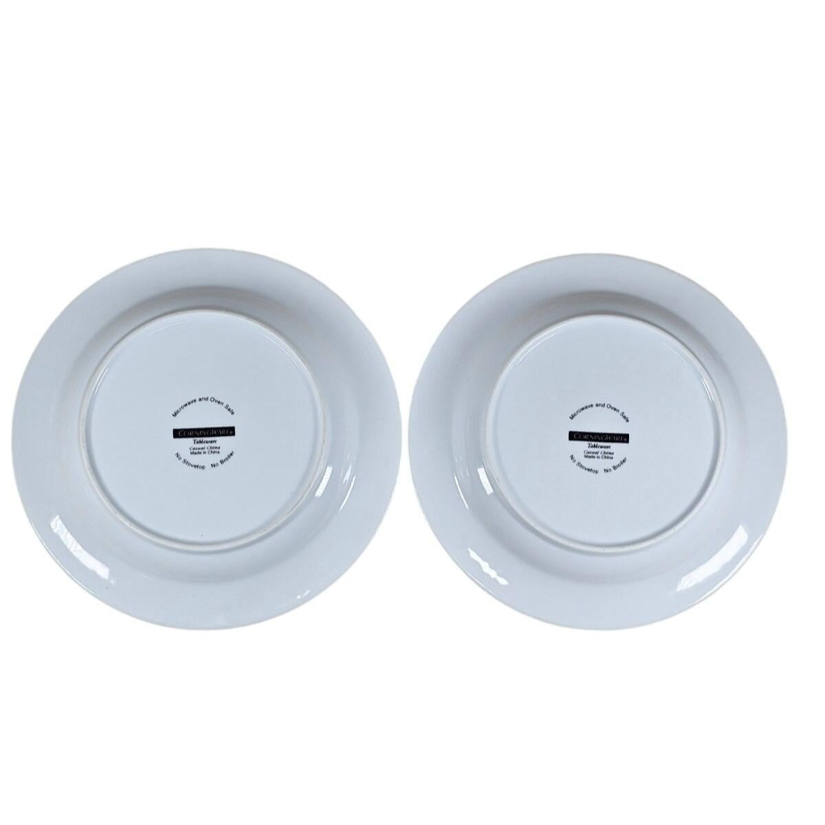 CorningWare French White Ribbed Plates Set of 2 8.25 Inch Salad Plates