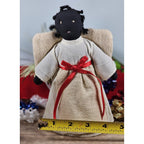 Vintage 1980s Angel Figurines Set of 2 Fabric Face Angels 7.5"