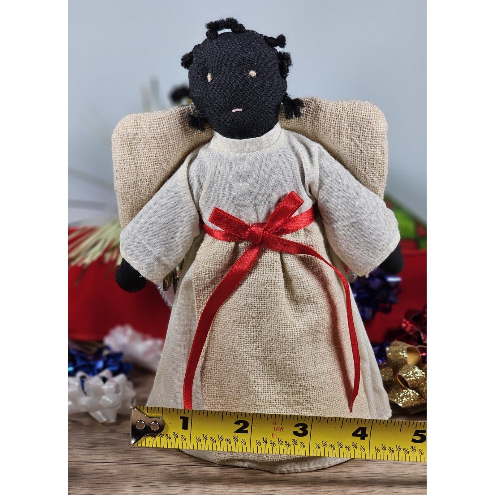 Vintage 1980s Angel Figurines Set of 2 Fabric Face Angels 7.5"