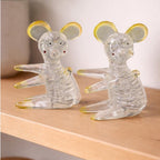 Vintage Lucite Mouse Figurines Clear Yellow Hong Kong