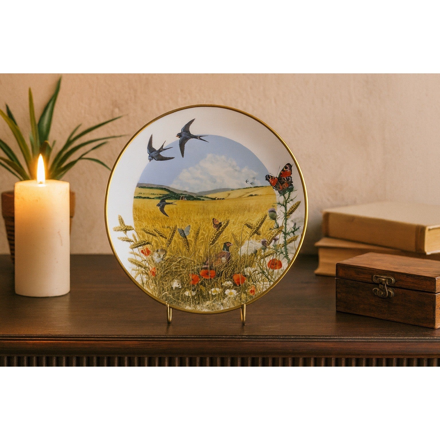 Vintage Franklin Porcelain Plate Wheatfields in August Peter Barrett 1979