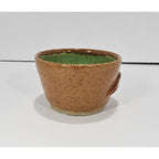 Small Vintage Chili Bowl Pottery • Speckled Brown & Green Ceramic • 1980s Rustic