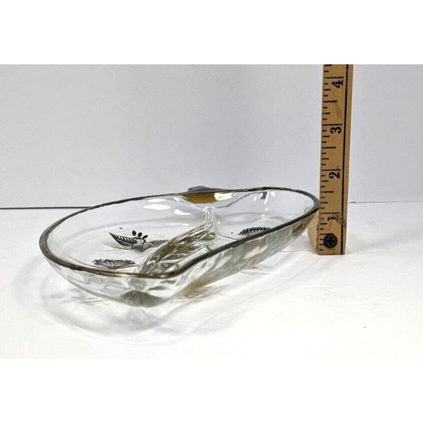 Vintage Signed Georges Briard Divided Leaf Shape Dish Floral Print