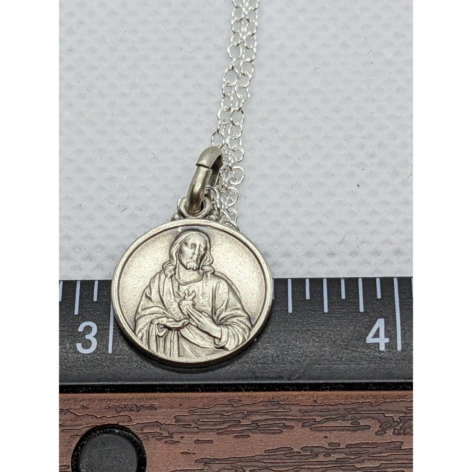 Sterling Silver Scapular Pendant Necklace 18in 925 Italy Religious Vintage