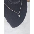 Vintage Sterling Silver Ribbon Pendant Necklace Small Charm