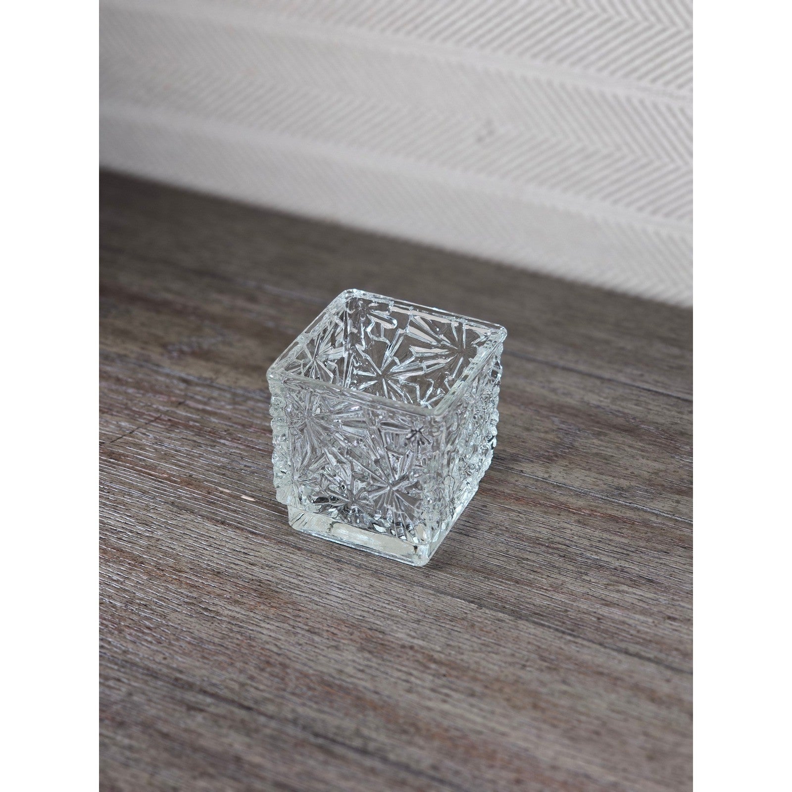Vintage Avon Clear Pressed Glass Square Votive Candle Holder