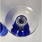 Vintage Blue Optic Swirl Wine Goblets Set of 2 Tall Twisted Stem Glass