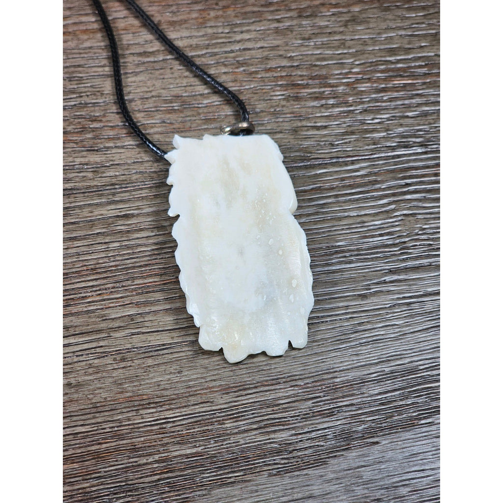 Vintage Buffalo Bone Carved Horse & Native American Figure Pendant Necklace
