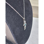 Vintage Sterling Silver Figural Pendant Blue Stone Dangle Necklace