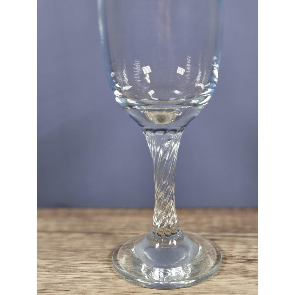 Vintage Champagne Flute Twisted Stem Clear Glass Fluted Bowl Barware