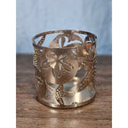 Coastal Metal Candle Holder with Starfish & Sand Dollar Cutouts 4x4