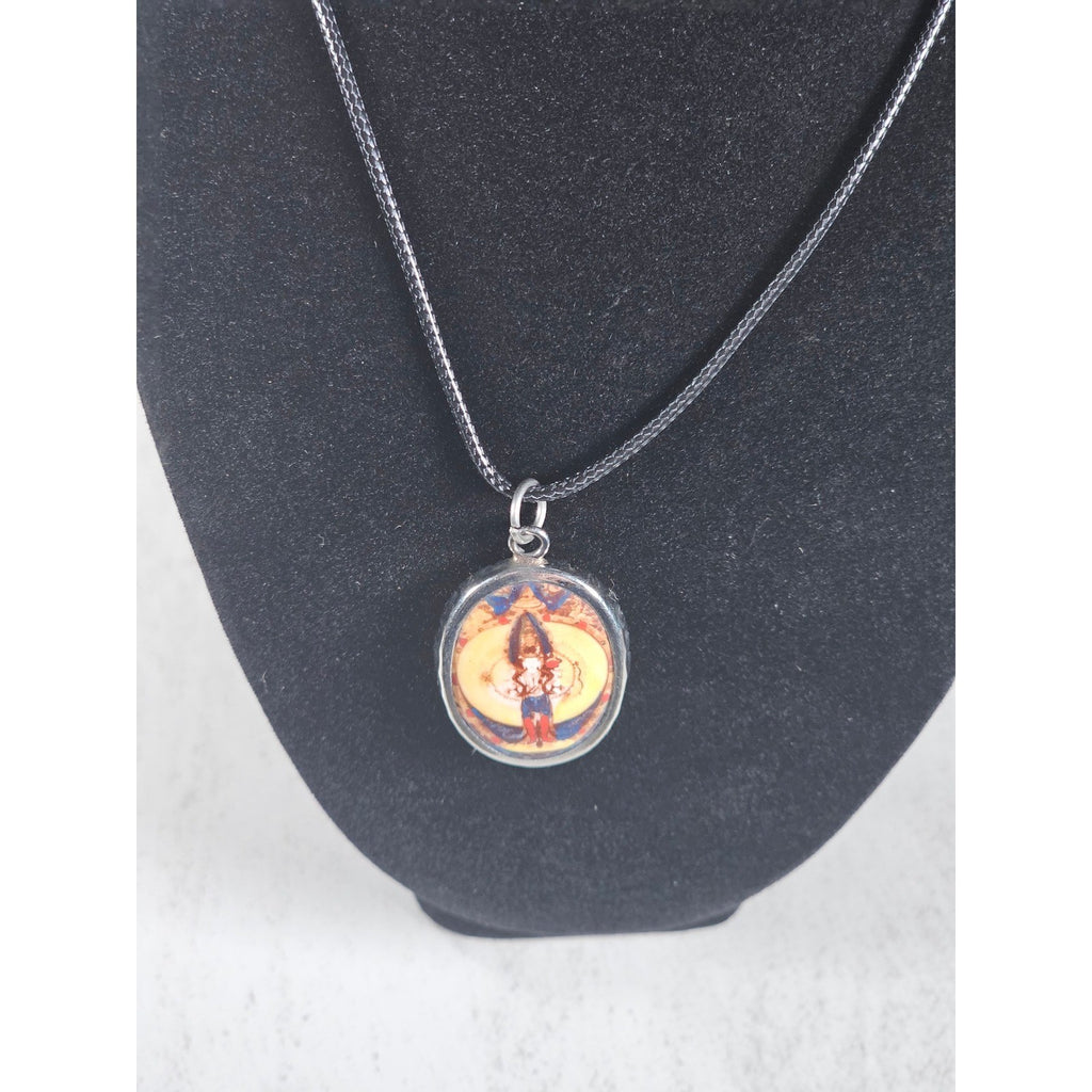 Vintage Religious Icon Pendant Necklace Oval Art Medallion