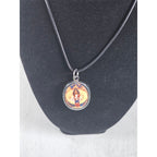 Vintage Religious Icon Pendant Necklace Oval Art Medallion