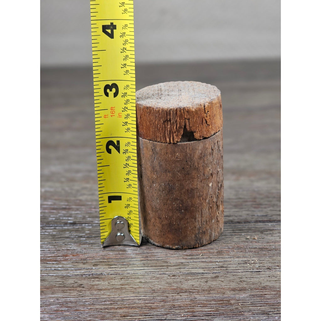 Antique Cork Cylinder Box Primitive Small Lidded Container 3.5"