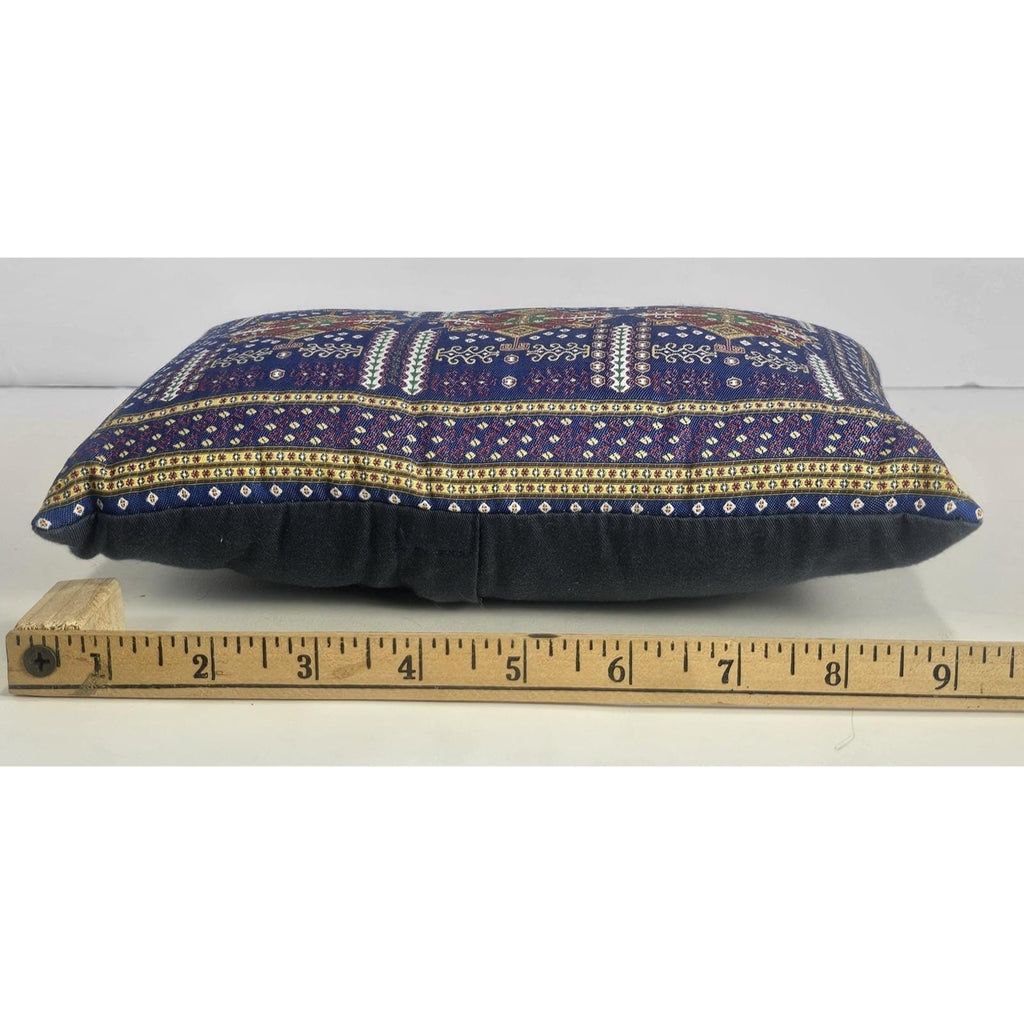 Vintage Turkish Carpet Pillow 9x6 Embroidered Silk Accent Cushion