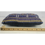 Vintage Turkish Carpet Pillow 9x6 Embroidered Silk Accent Cushion