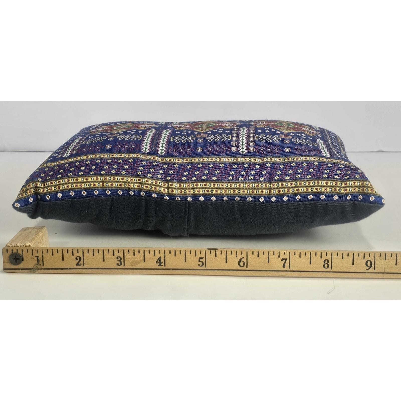 Vintage Turkish Carpet Pillow 9x6 Embroidered Silk Accent Cushion