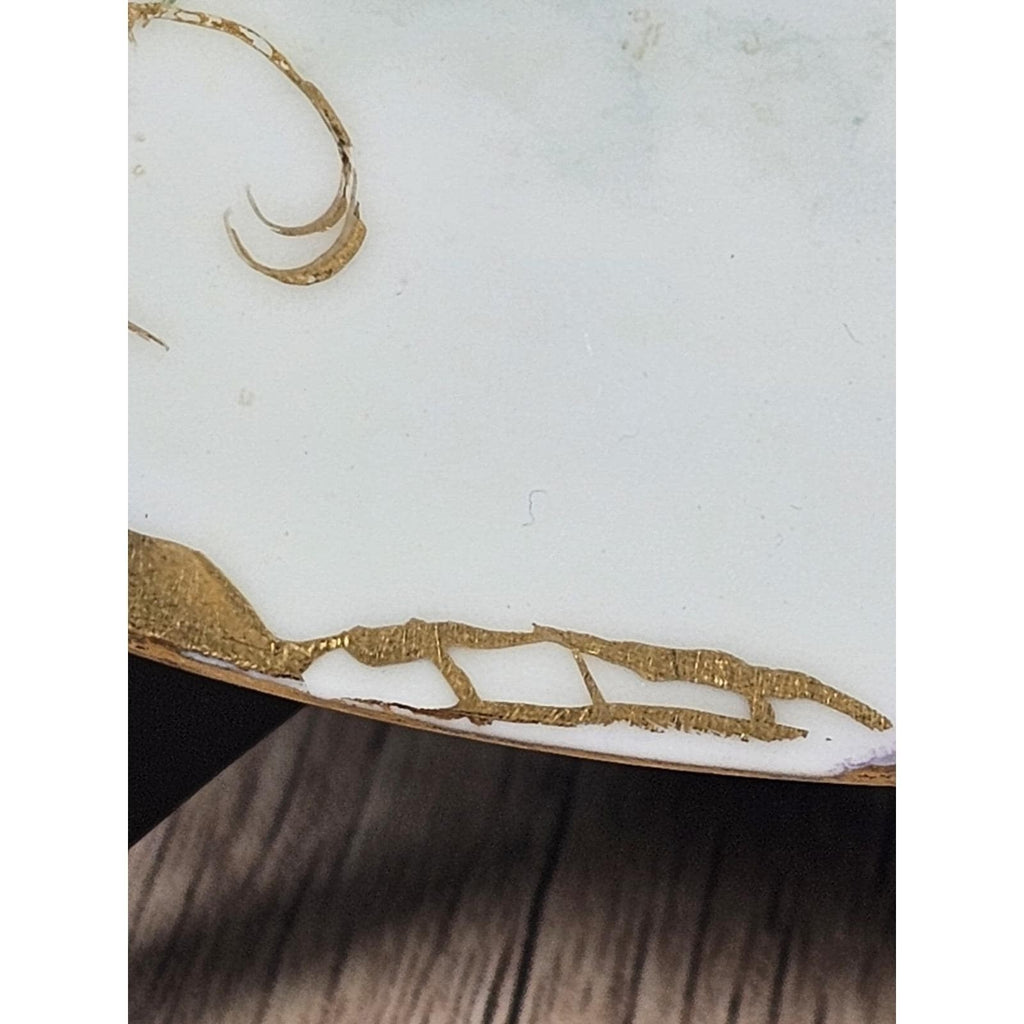 Vintage H & Co Bavaria Dogwood Plate Hand Painted Porcelain Gold Trim
