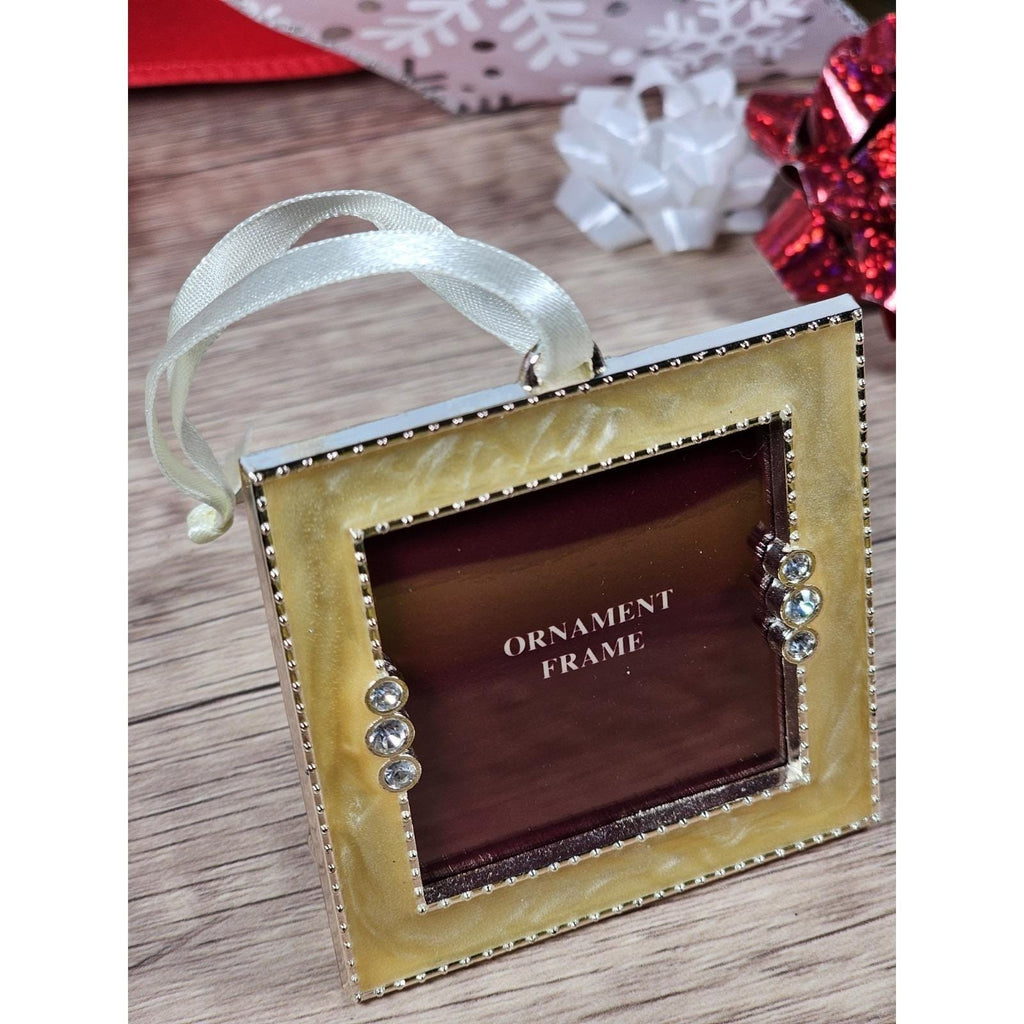 Gold Rhinestone Photo Frame Ornament Square Christmas Decor