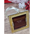 Gold Rhinestone Photo Frame Ornament Square Christmas Decor