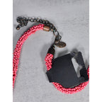 Vintage Multi-Strand Pink Seed Bead Statement Necklace