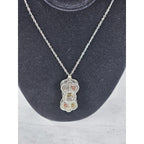 Vintage Mixed Metal Script Pendant Necklace Silver Tone Spiritual Charm