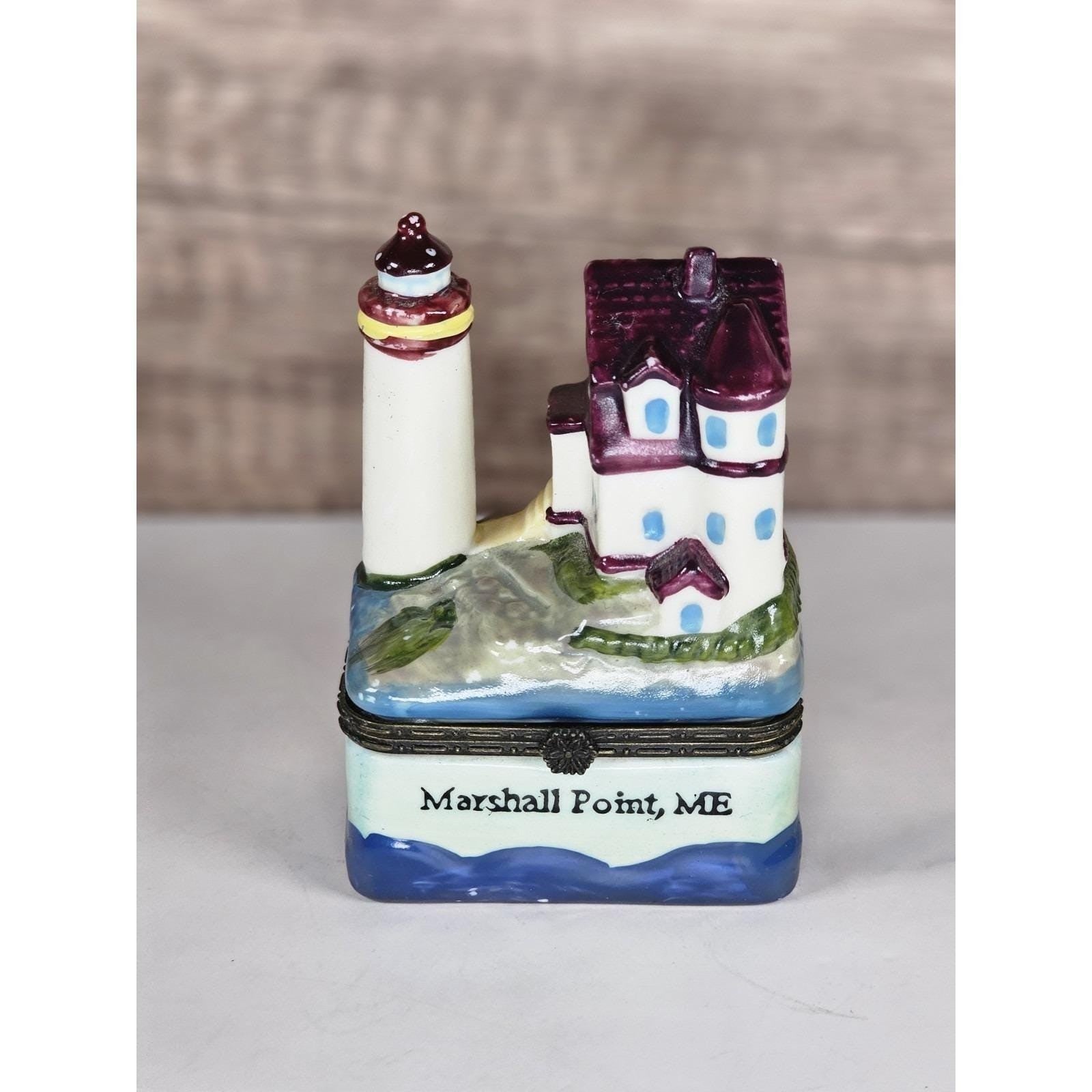 Vintage Marshall Point Lighthouse Trinket Box Ceramic Coastal Nautical Decor