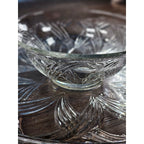 Vintage Pressed Glass Reversible Food Display Stand with Dip Bowl 11"