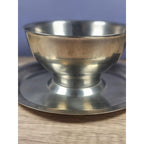 Vintage Stainless Steel Gravy Bowl With Attached Plate Server